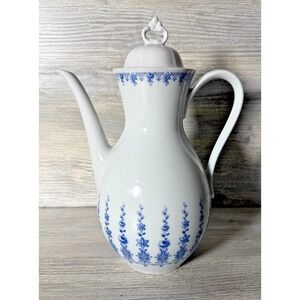 Bareuther Waldsassen Bavaria Germany Coffee Pot Cobalt Blue Trail Floral Lace